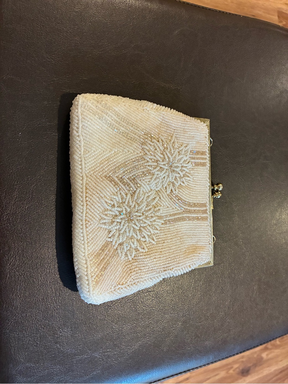 Ivory Beaded Floral Clutch
